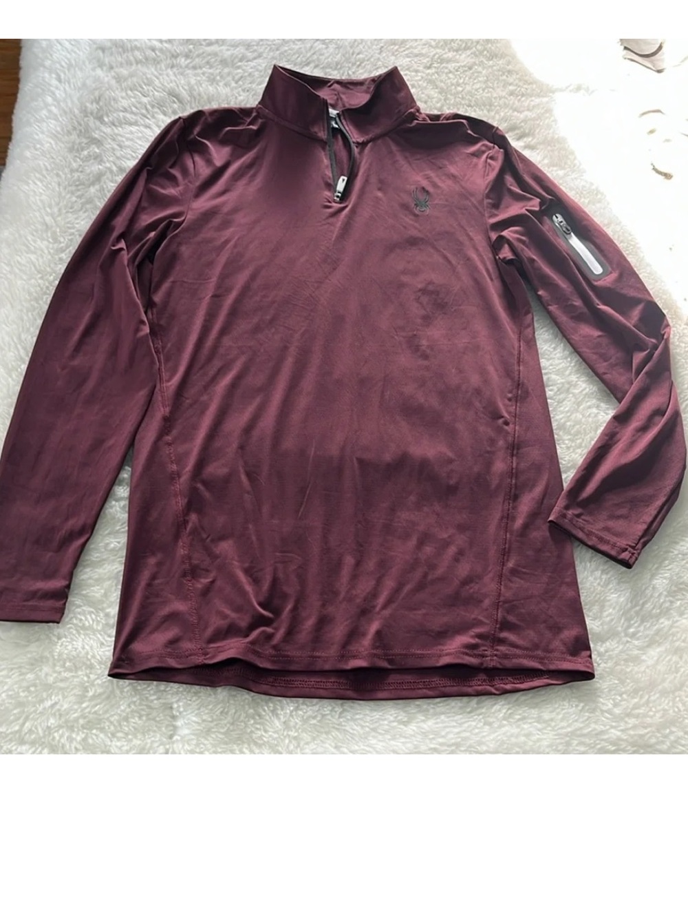 Spyder long sleeve burgundy maroon Pro-WEB quarter zip performance top size L